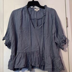 Umgee Women's Blue Ruffle Blouse